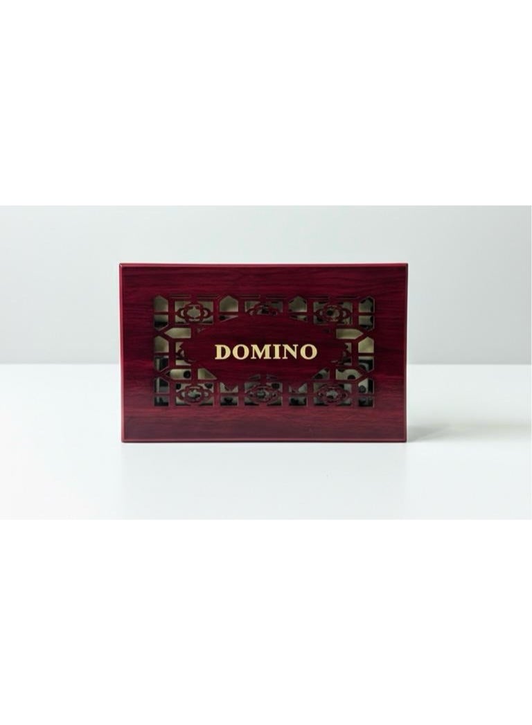 Toyland 28 PCS-Traditional Wooden Domino Game Set with Stylish Storage Case for Adults and Kids-Red - Image 1